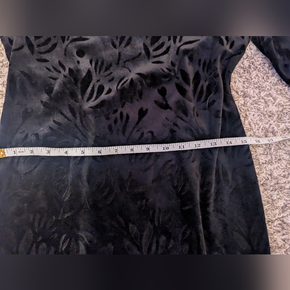 Vintage 90s Anna Sui Black Velvet Burnout Floral Dress – Size 6 - Picture 5 of 9